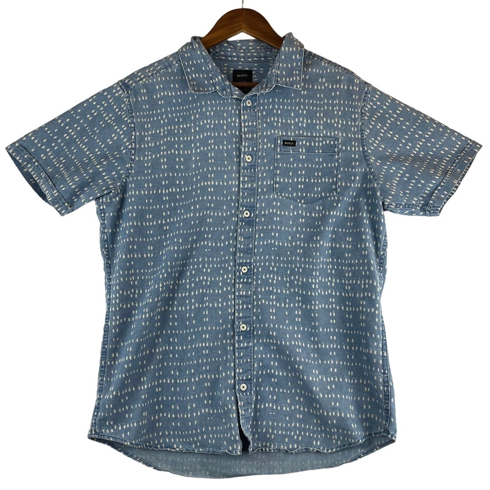 RVCA Men’s Lg Slim Fit Lightweight Denim Camp Shirt